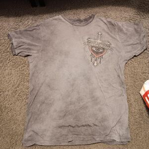 Affliction Men's Grey and Purple T-shirt